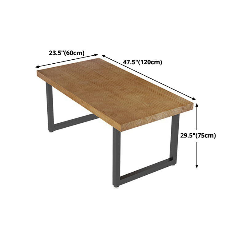 Metal Industrial Rectangle Furniture Pine Solid Wood Top Dining Table with Sled Base
