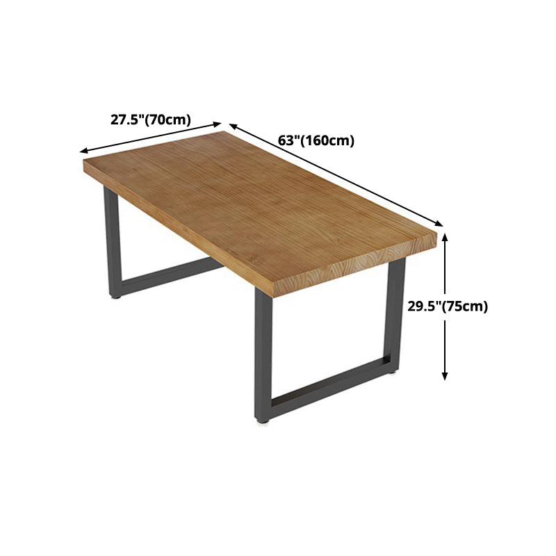 Metal Industrial Rectangle Furniture Pine Solid Wood Top Dining Table with Sled Base