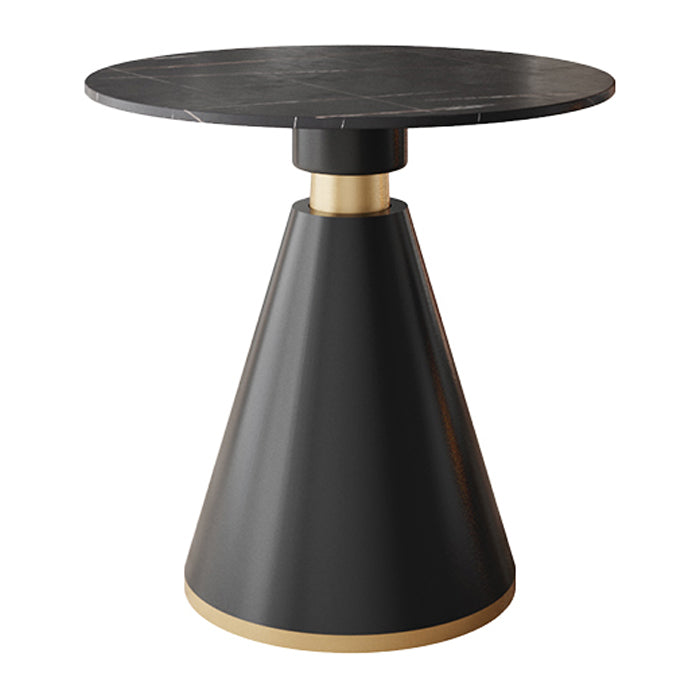 Metal Modern Round Indoor Table Sintered Stone Top Table with Black Pedestal Base