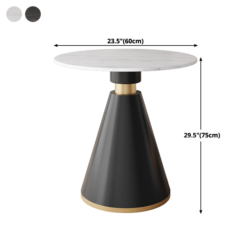 Metal Modern Round Indoor Table Sintered Stone Top Table with Black Pedestal Base