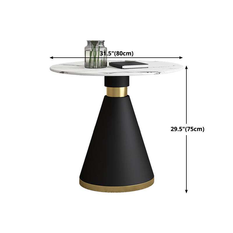 Metal Contemporary Round Dining Table Sintered Stone Top Table with Pedestal Base