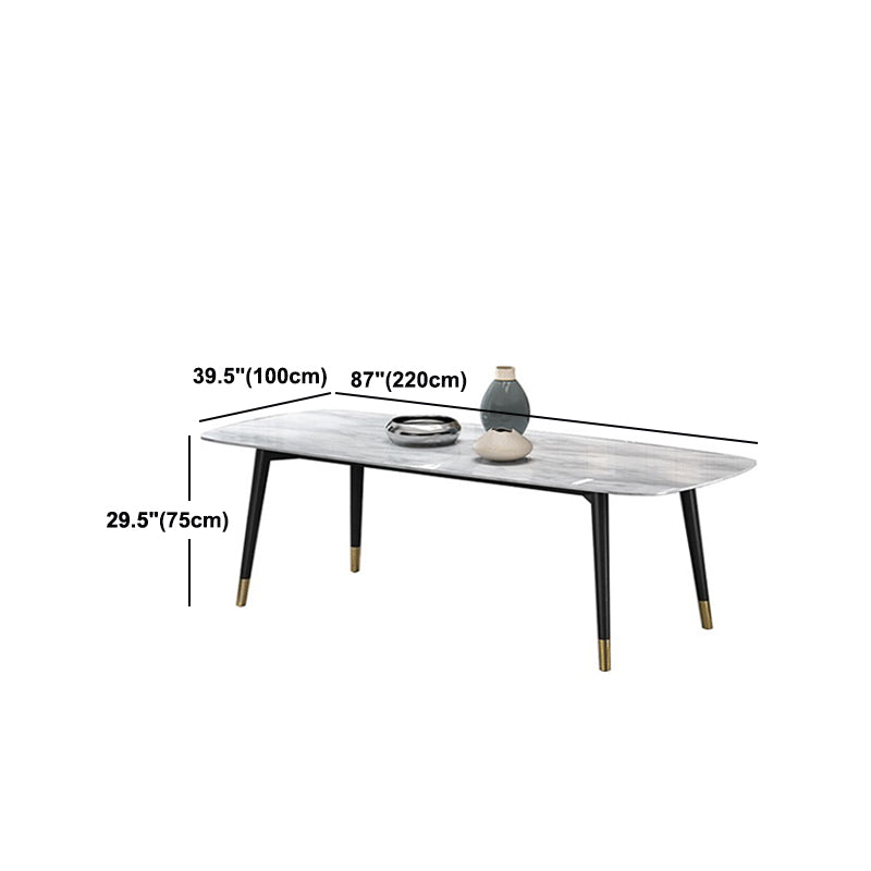 Modern Dining Table White Stone and Marble Dining Table Pedestal Table Sled Base