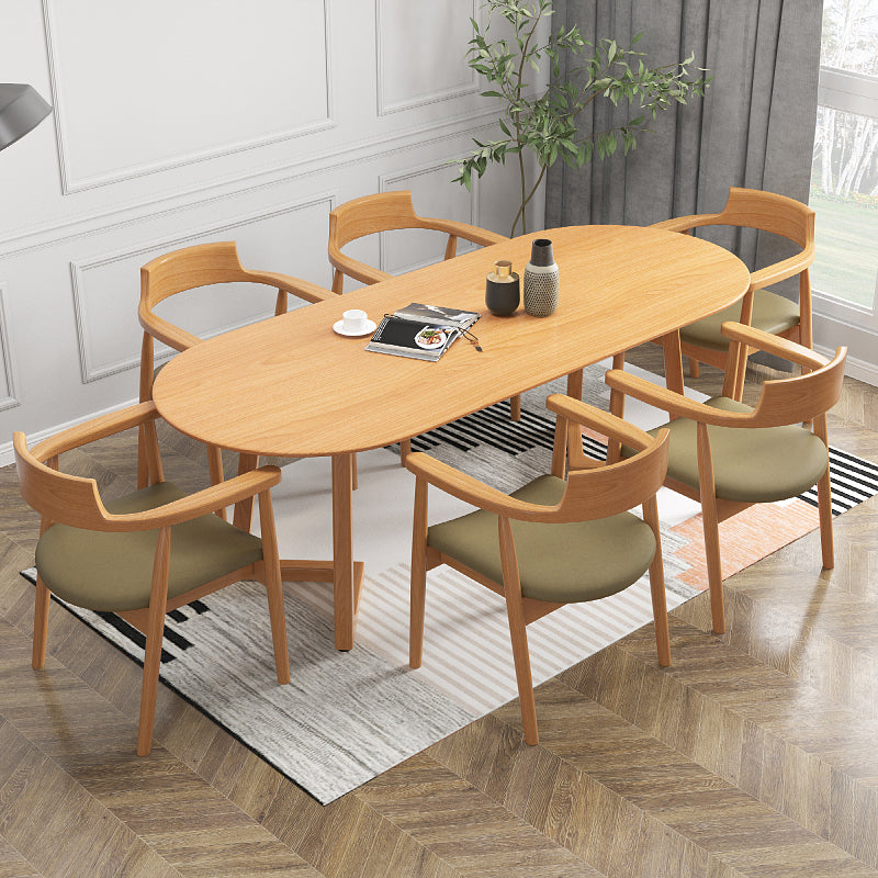 Solid Wood Dining Table Contemporary Oval Dinner Table for Home Kitchen Dinner