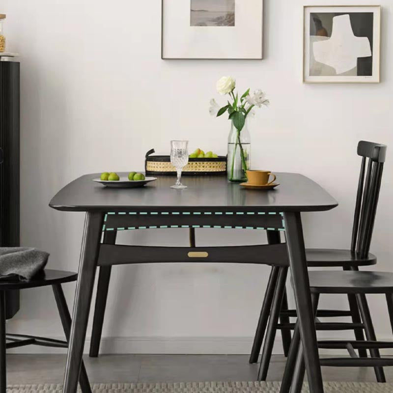 Modern Black Dining Room Collection Tripod Base Solid Wood Dining Table