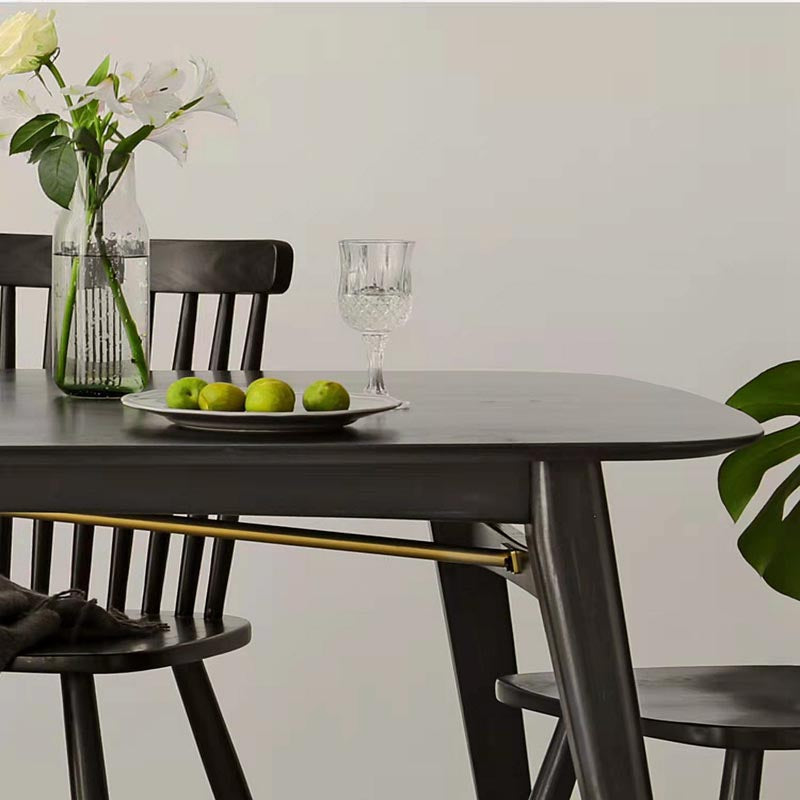 Modern Black Dining Room Collection Tripod Base Solid Wood Dining Table