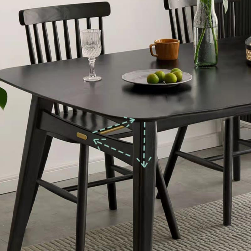 Modern Black Dining Room Collection Tripod Base Solid Wood Dining Table
