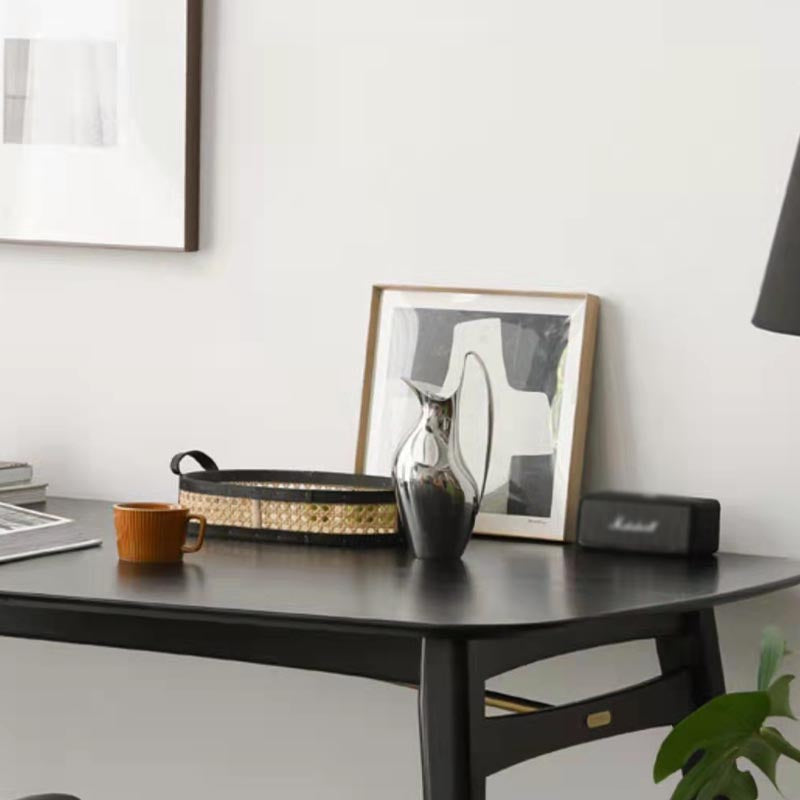 Modern Black Dining Room Collection Tripod Base Solid Wood Dining Table