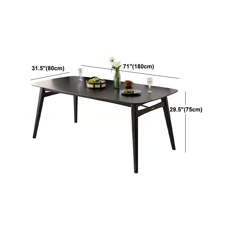 Modern Black Dining Room Collection Tripod Base Solid Wood Dining Table