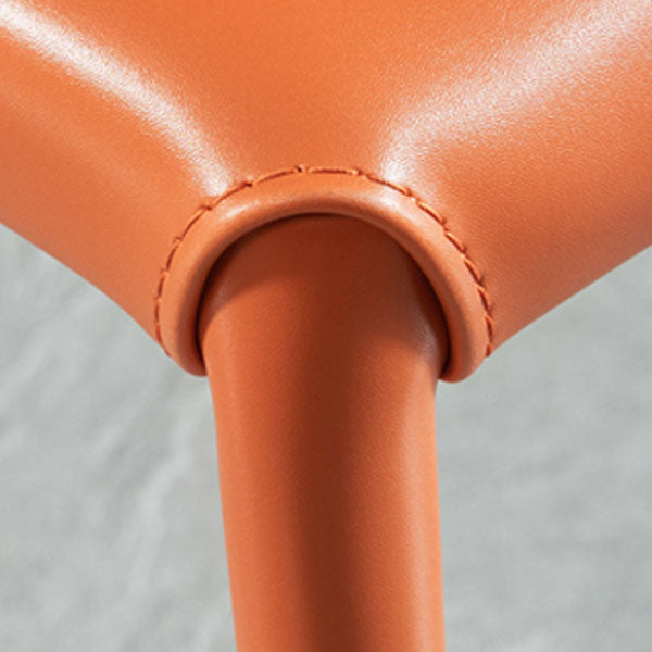 Metal Indoor Upholstered Side Chair Matte Finish Faux Leather Solid Back Dining Chair