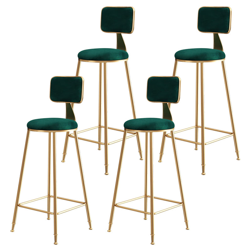 Nordic Glam Bar Stool Round Counter Bar Stool with Metal Legs for Home