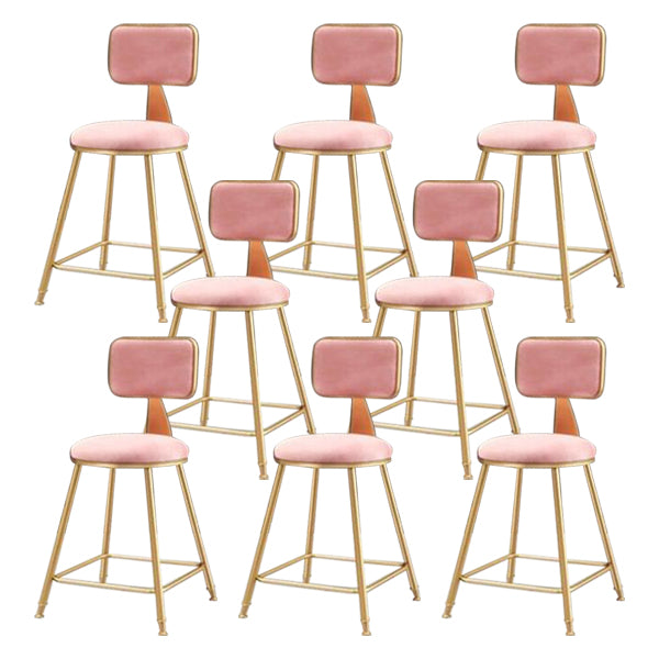 Nordic Glam Bar Stool Round Counter Bar Stool with Metal Legs for Home