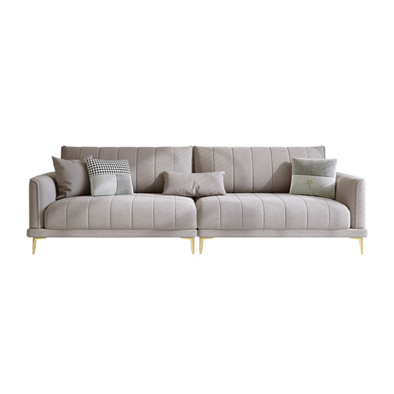 Contemporary Square Standard Arm Settee Couch with Pillows in Grey