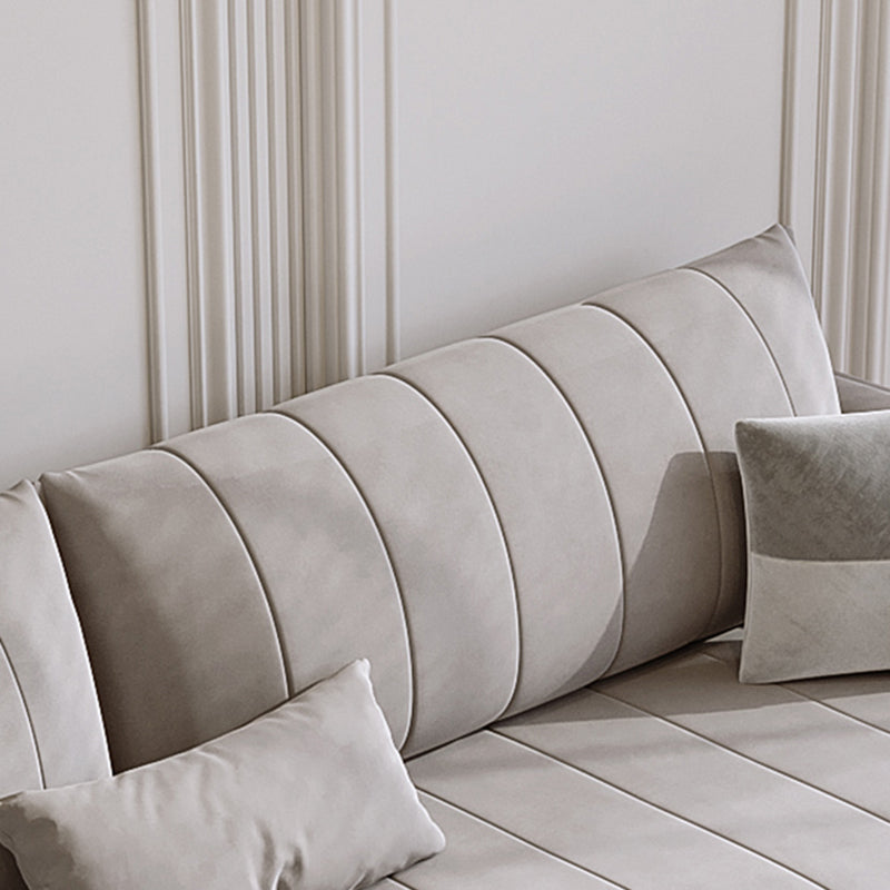 Contemporary Square Standard Arm Settee Couch with Pillows in Grey