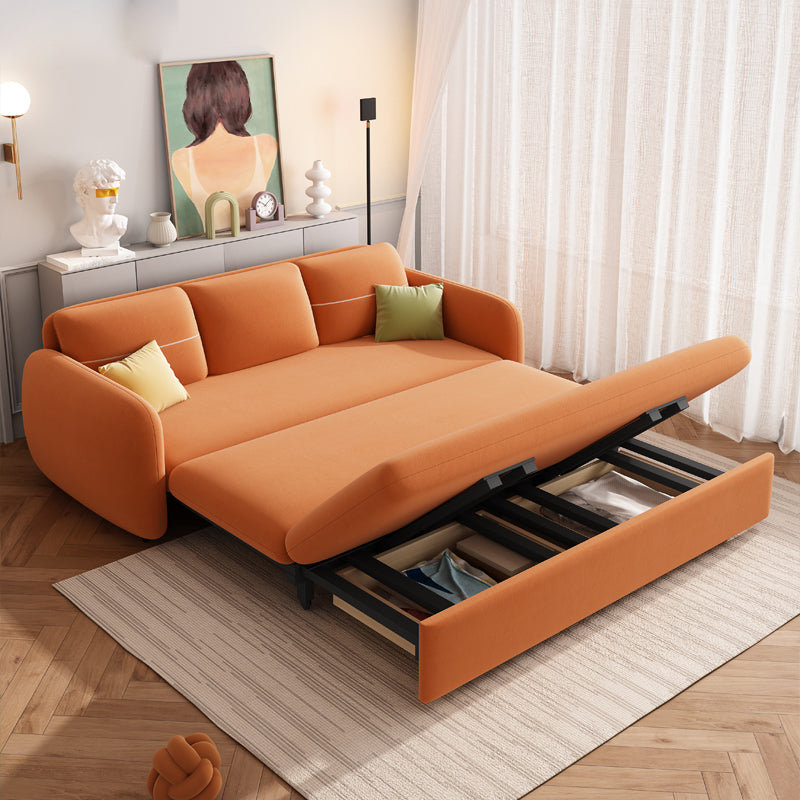 Contemporary Square Arm Convertible Bed Sofa Couch with Pillows