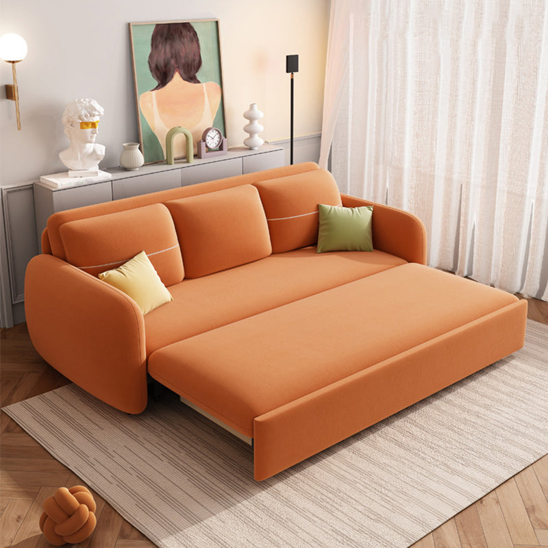 Contemporary Square Arm Convertible Bed Sofa Couch with Pillows