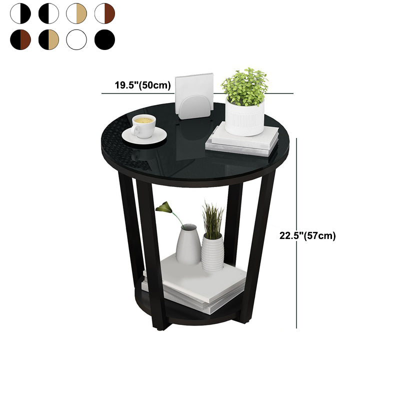 22.4" Tall Steel 4 Legs End Table Round Wood Side End Table with Shelf