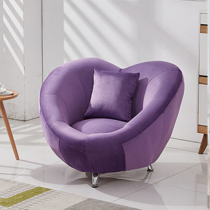 Velvet Barrel Chair 37.40" L x 31.49" W x 29.13" H Solid Wood Frame Barrel Accent Chair