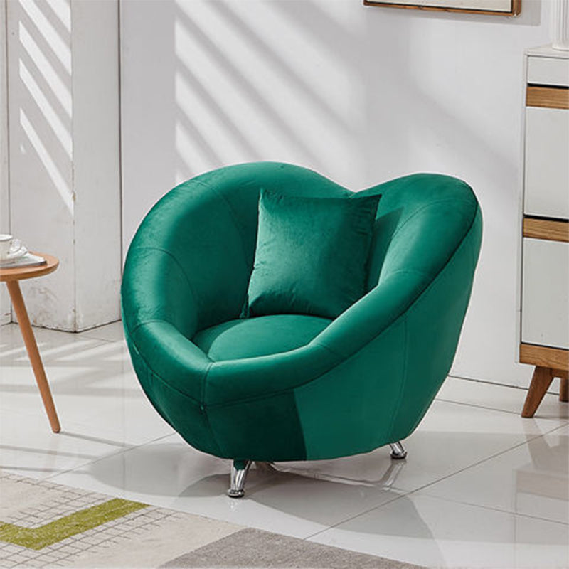 Velvet Barrel Chair 37.40" L x 31.49" W x 29.13" H Solid Wood Frame Barrel Accent Chair