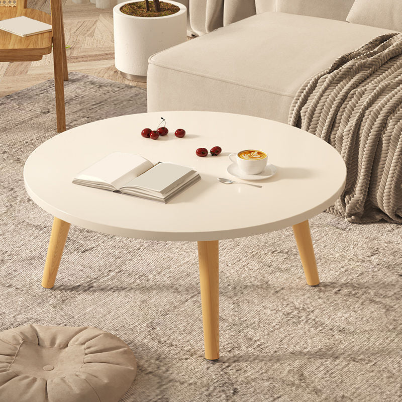 Modern Round Wooden 4 Legs Coffee Table Beige/Black/White Cocktail Table