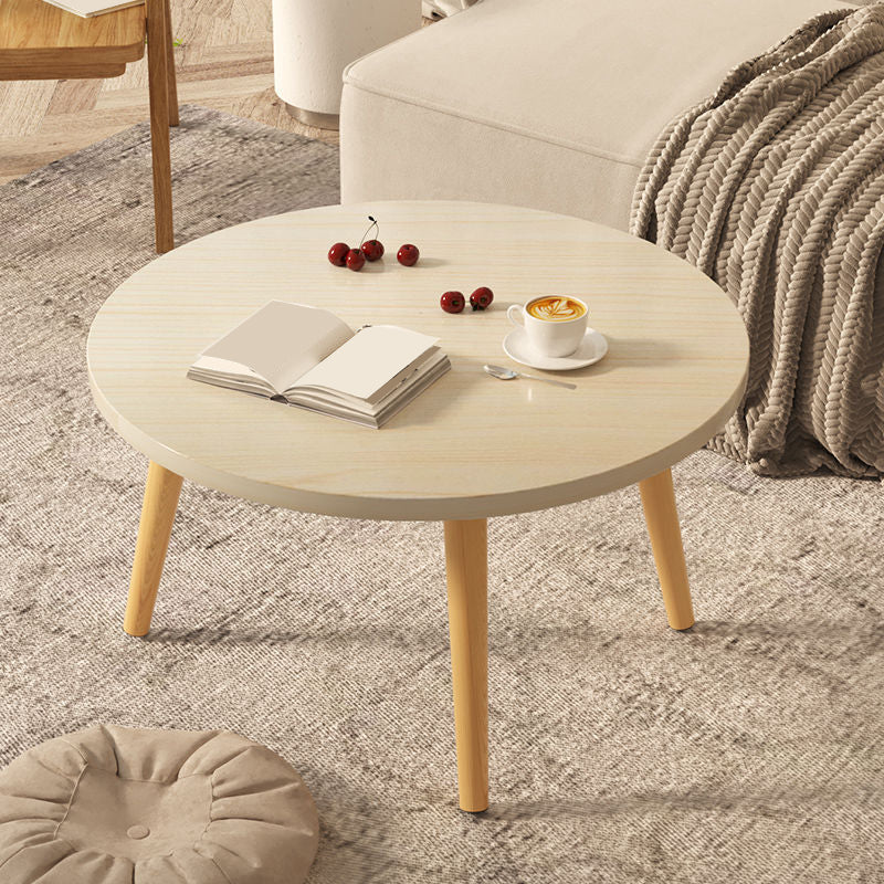 Modern Round Wooden 4 Legs Coffee Table Beige/Black/White Cocktail Table