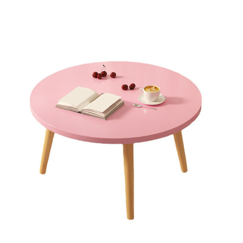 Modern Round Wooden 4 Legs Coffee Table Beige/Black/White Cocktail Table