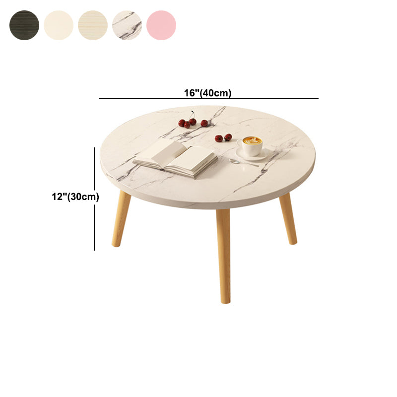 Modern Round Wooden 4 Legs Coffee Table Beige/Black/White Cocktail Table