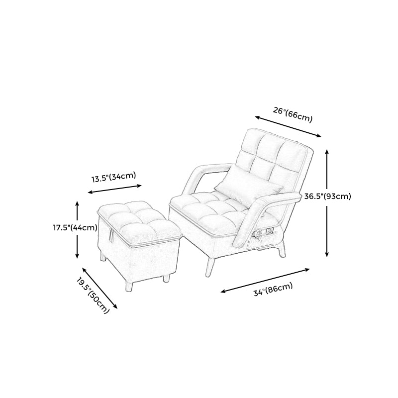 Contemporary Foldable Sofa Chai Living Room Fabric Accent Chair with Cushion