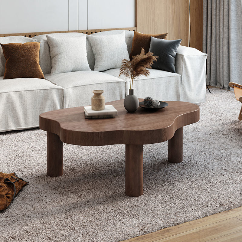 Modern Style 3 Legs Cocktail Table Solid Wood Free Shape Coffee Table