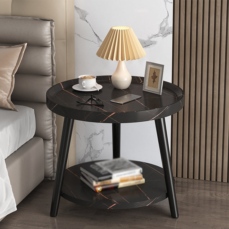 3 Legs Cocktail Table Artificial Wood Walnut/black/white Round Coffee Table
