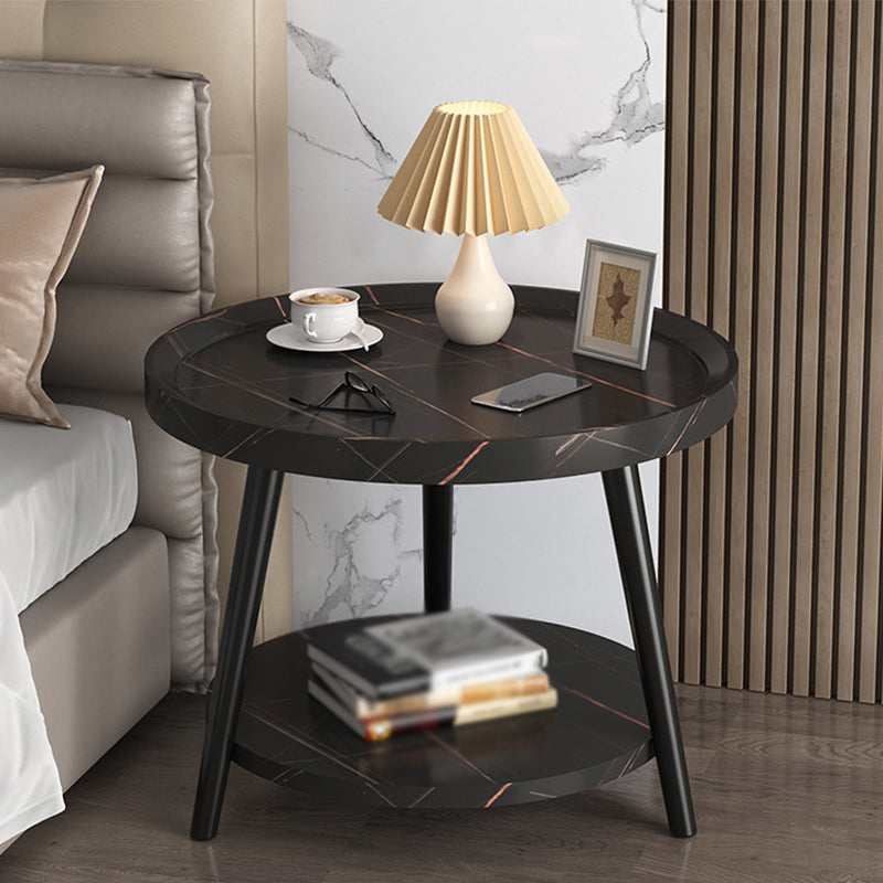 3 Legs Cocktail Table Artificial Wood Walnut/black/white Round Coffee Table