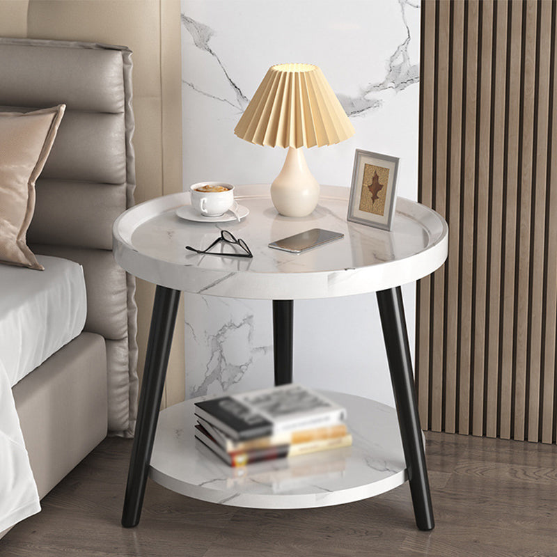 3 Legs Cocktail Table Artificial Wood Walnut/black/white Round Coffee Table