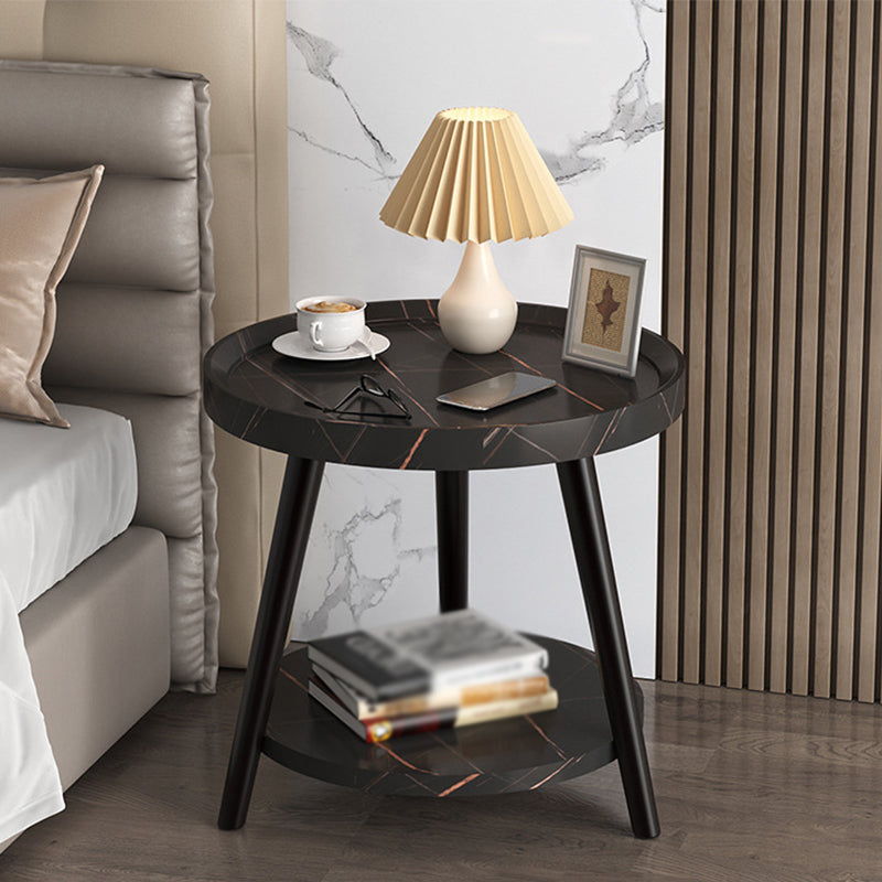 3 Legs Cocktail Table Artificial Wood Walnut/black/white Round Coffee Table