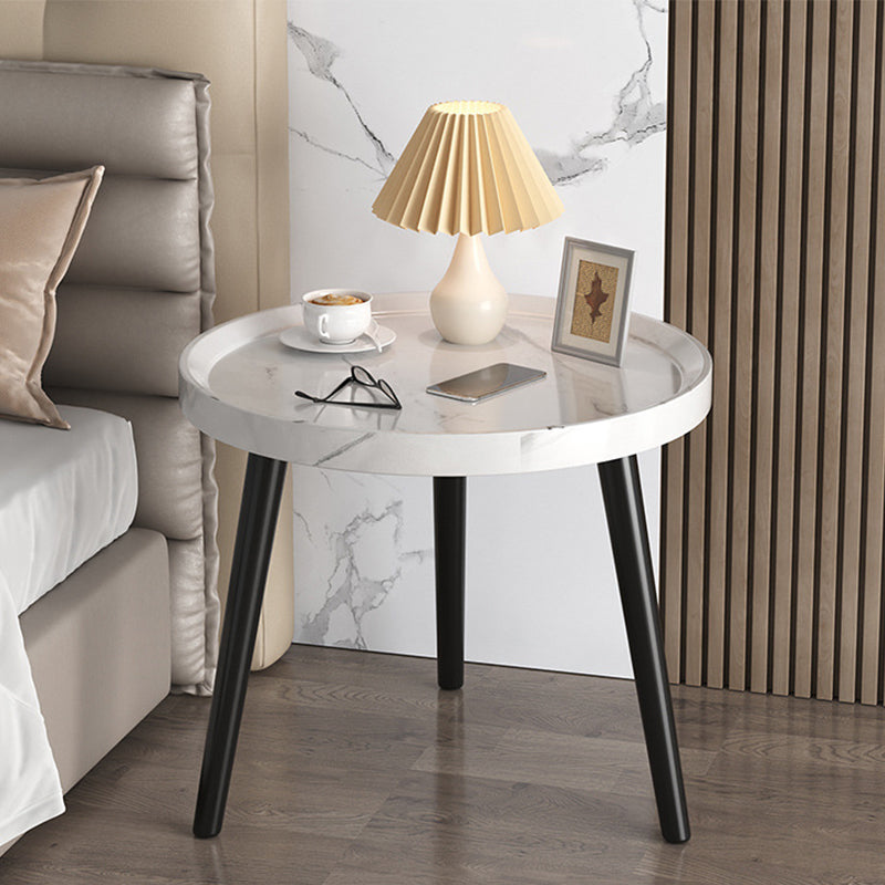 3 Legs Cocktail Table Artificial Wood Walnut/black/white Round Coffee Table