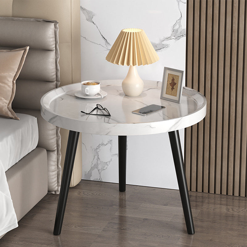 3 Legs Cocktail Table Artificial Wood Walnut/black/white Round Coffee Table