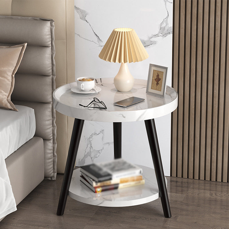 3 Legs Cocktail Table Artificial Wood Walnut/black/white Round Coffee Table