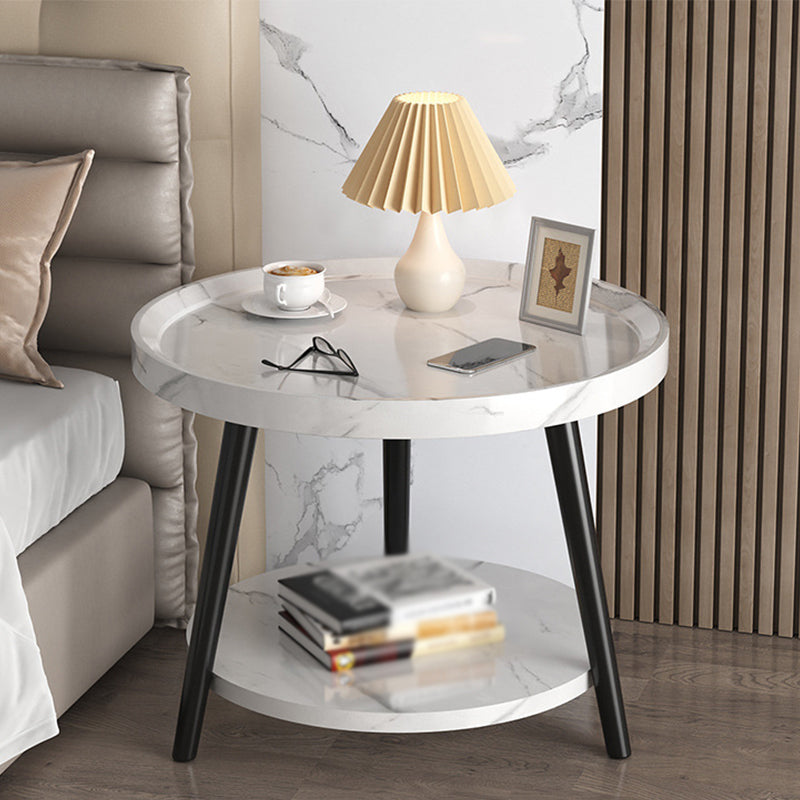 3 Legs Cocktail Table Artificial Wood Walnut/black/white Round Coffee Table