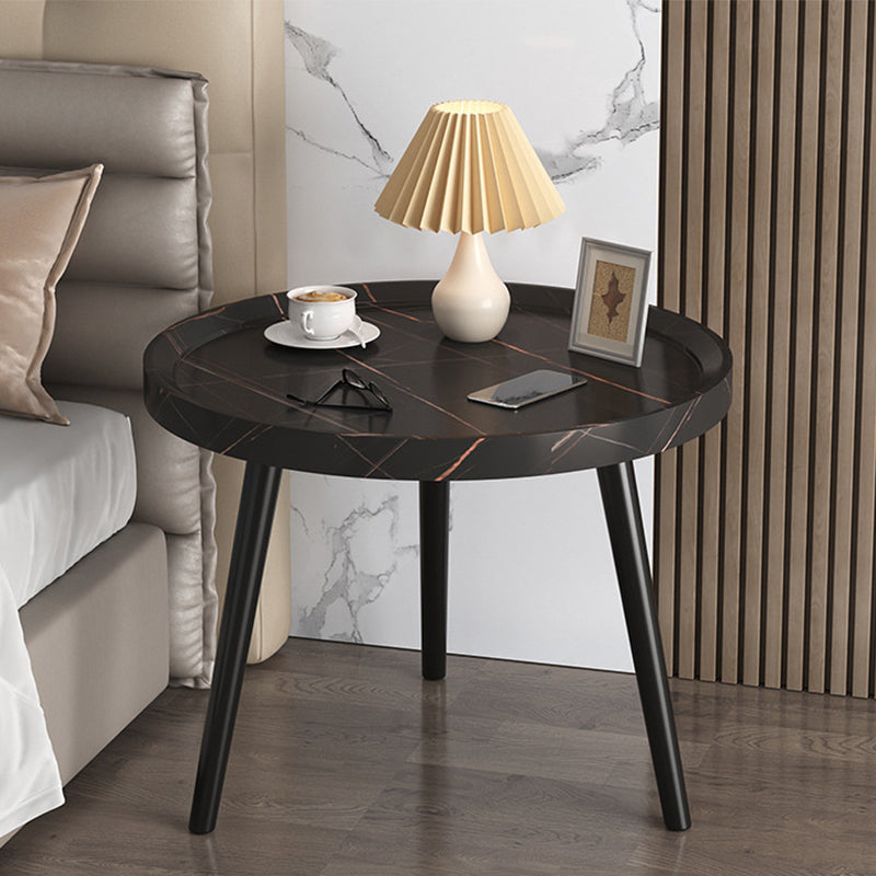 3 Legs Cocktail Table Artificial Wood Walnut/black/white Round Coffee Table