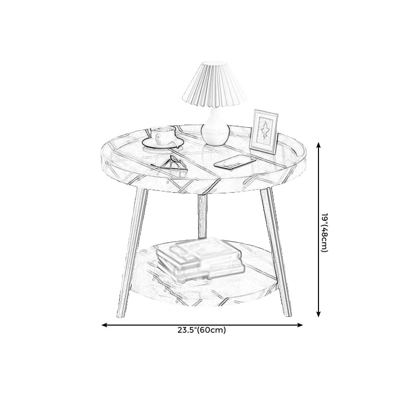3 Legs Cocktail Table Artificial Wood Walnut/black/white Round Coffee Table