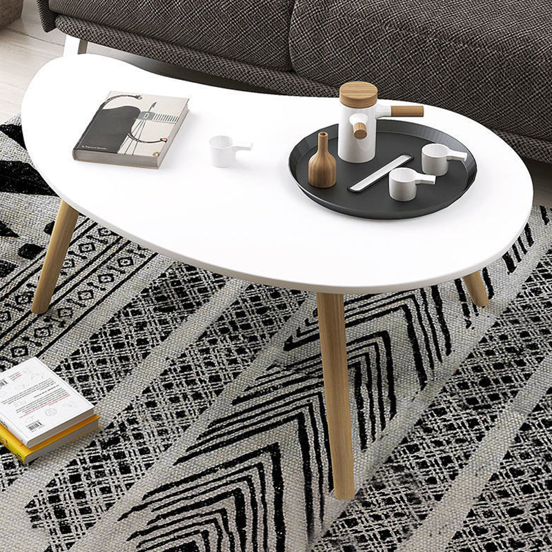 15.7"H Modern 4 Legs Wood Base White/Pink/Natural Irregular Top Coffee Table