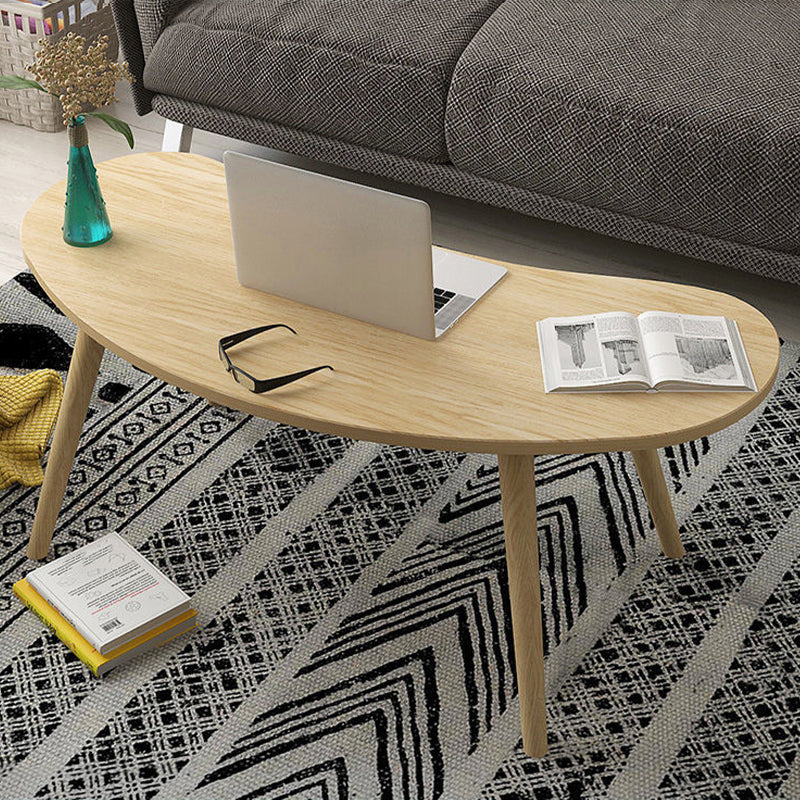 15.7"H Modern 4 Legs Wood Base White/Pink/Natural Irregular Top Coffee Table