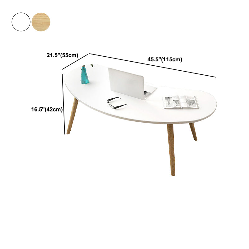 15.7"H Modern 4 Legs Wood Base White/Pink/Natural Irregular Top Coffee Table