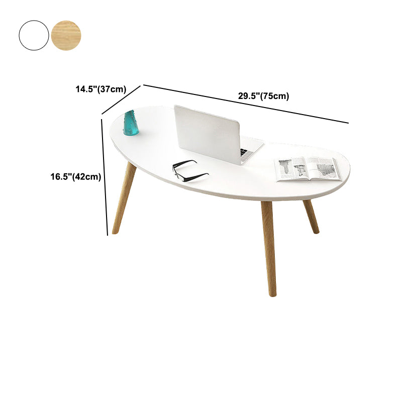 15.7"H Modern 4 Legs Wood Base White/Pink/Natural Irregular Top Coffee Table