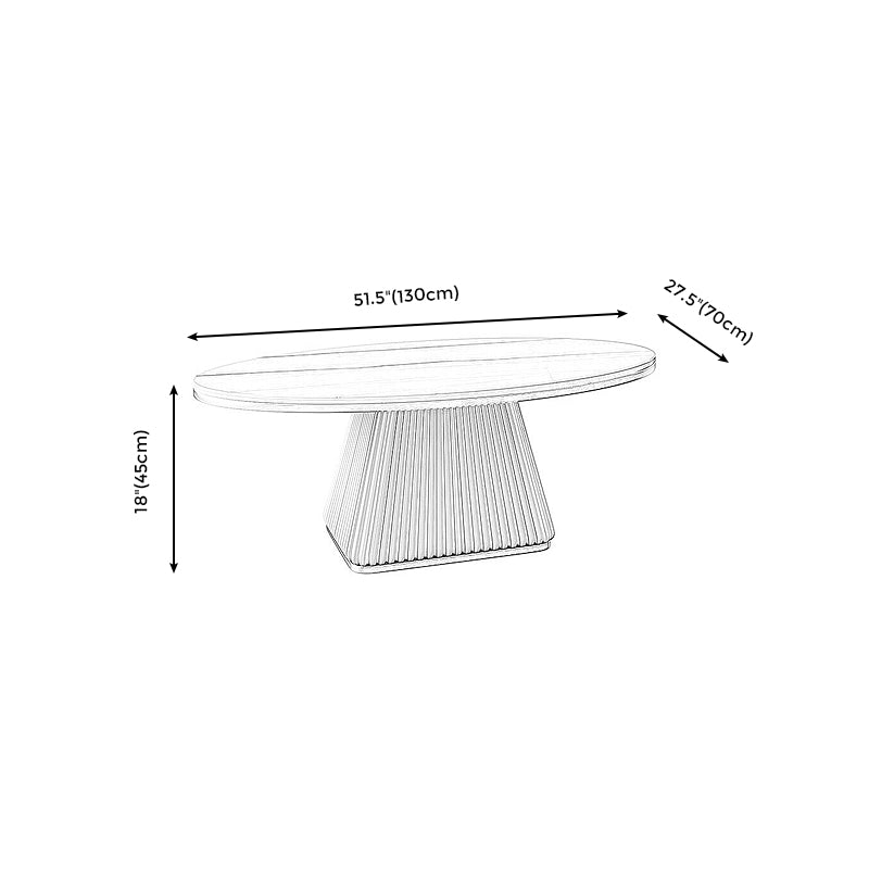 Square Block Base Design Rock Plate Top Metal Base Oval Coffee Table