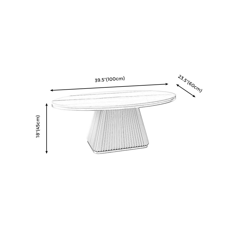 Square Block Base Design Rock Plate Top Metal Base Oval Coffee Table
