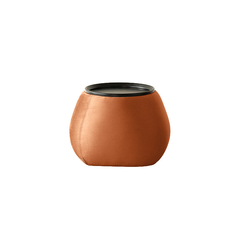 Modern Green/Orange/White Wood Round Pedestal Coffee Table with Storage