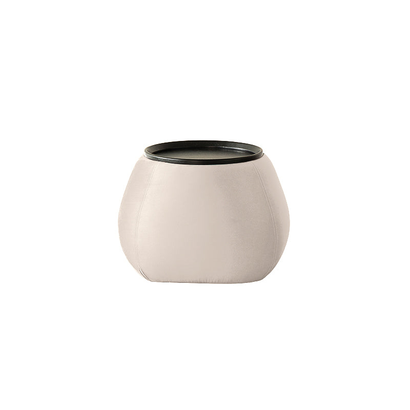 Modern Green/Orange/White Wood Round Pedestal Coffee Table with Storage