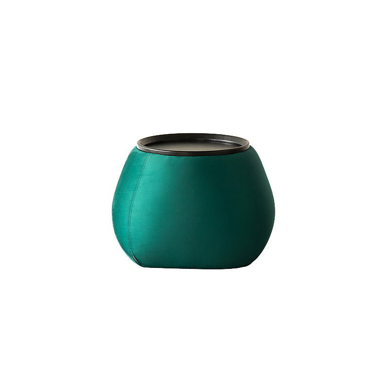 Modern Green/Orange/White Wood Round Pedestal Coffee Table with Storage