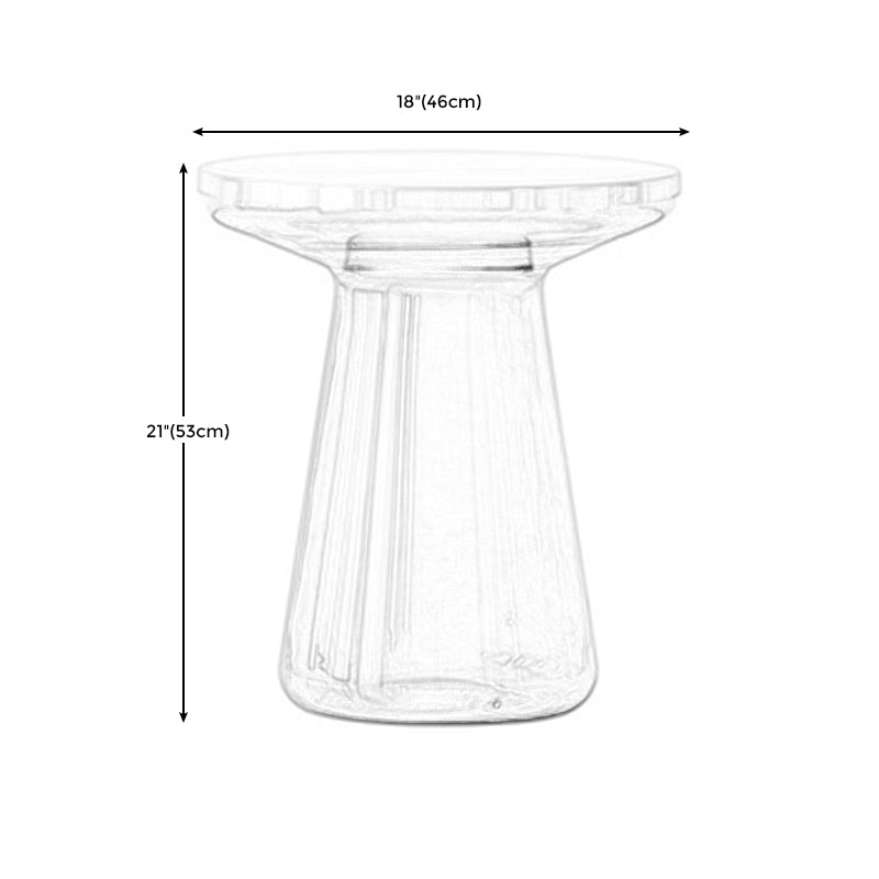 Pedestal Glass End Table Metal Top Round Side Table - 18.11" W x 18.11" D x 20.87" H