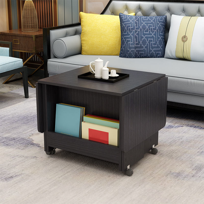 Rectangular Coffee Table Wooden Folding Cocktail Table with Casters