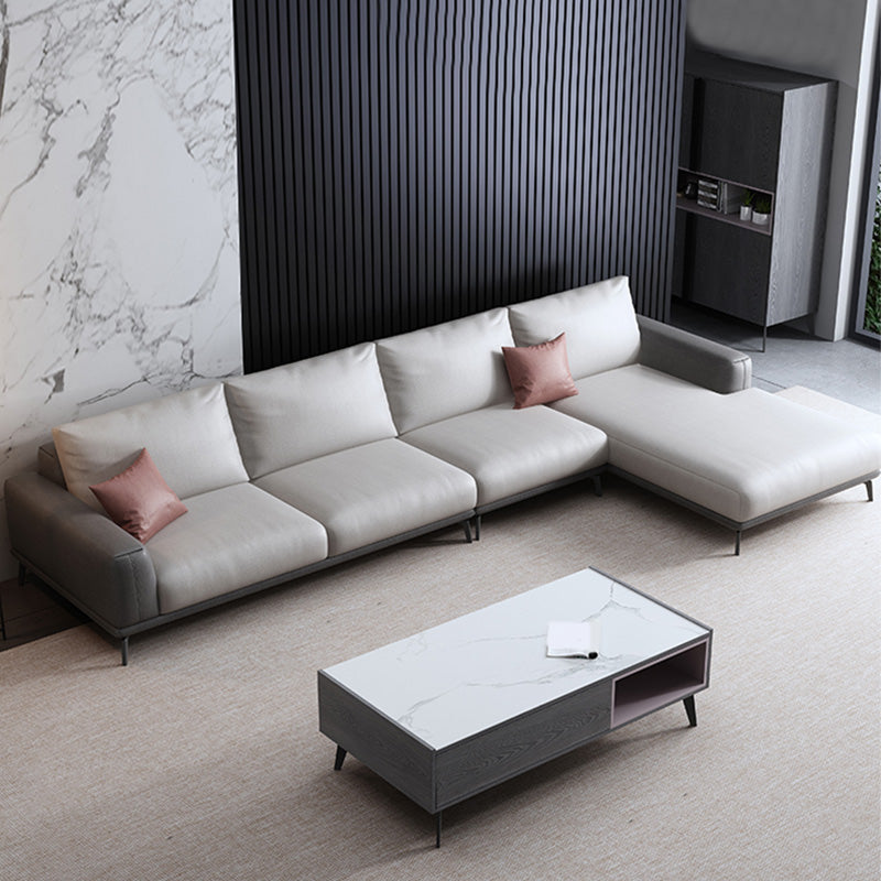 Faux Leather Pillow Back Sectionals/Sofa with Square Arm for Living Room